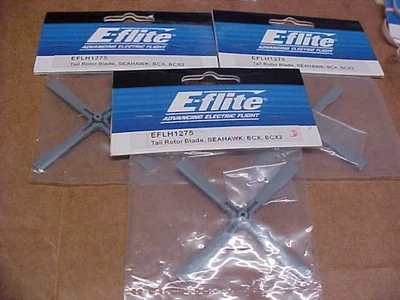 E-FLITE EFLH1275 (3 PKGS) = TAIL ROTOR BLADES, SEAHAWK. : BCX/2  (NEW) - Image 1 of 2