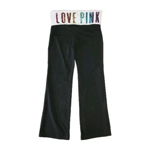 Victoria's Secret Überschlaghose Gr. M Y2K Low Rise Glitzer Pailletten Love Pink - Bild 1 von 7
