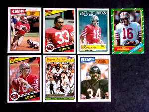 7 CARD TOPPS MONTANA..PAYTON..CRAIG..RICE..NRMT-MINT CONDITION..ROOKIE..HOFAMERS - Picture 1 of 2