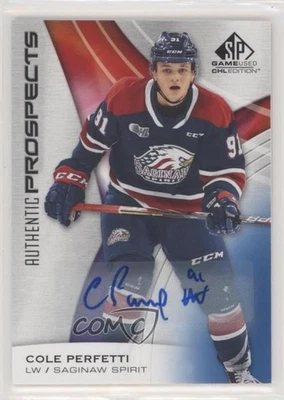 2019-20 Upper Deck SP Game Used CHL Edition Blue Auto Cole Perfetti #4 Auto - Image 1 of 2
