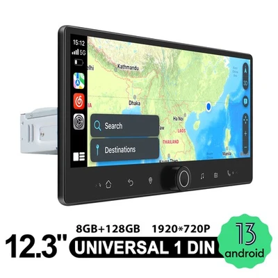 12,3 Zoll Android Auto Radio Einbau (1-DIN) Touchscreen Bluetooth Android Auto - Bild 1 von 4