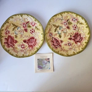 Longaberger Majolica Garden Luncheon 9” Plates Set Of 2 Retired Boxed Excellent - Picture 1 of 9