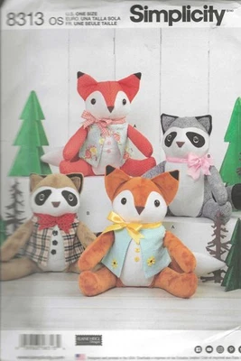 Simplicity 8313 ~ Woodland Stuffed Animals - Elaine Heigl - Fox Raccoon w/Vest - Image 1 of 2