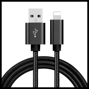 Braided USB Charger Phone Cable Cord iPhone 14 13 12 11 Pro Max XRiPad- Black 1M - Picture 1 of 7