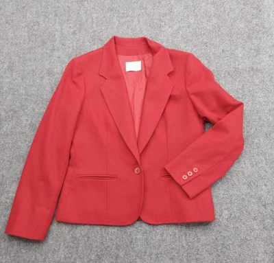 Vtg Pendleton Blazer Womens 10 Red Single Button Wool Jacket Career USA Made - Image 1 of 4