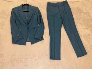 Pantalón Traje S Para Mujer Verde Dos Botones Pierna Recta Frente Plano Sin Usar Sin Etiquetas - Imagen 1 de 10