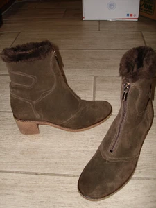 NUEVO Botín Aquatalia by Marvin K. Ft. Cremallera Cuero Gamuza Marrón, Talla 9 - Imagen 1 de 8