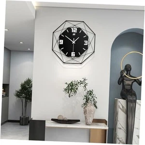 Decorative Wall Clock for Living Room Decor Modern Large Wall 17 inch Black - Picture 1 of 8