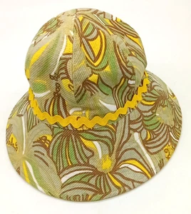 Hat Attack Retro Mod 60's Style Floral Fun Bucket Hat - Picture 1 of 6