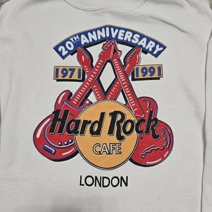 Felpa Vintage Hard Rock Cafe London UK Taglia Large 1991 20° Anniversario - Foto 1 di 11
