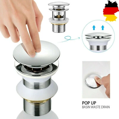 Ablaufgarnitur Pop up Ablauf Abfluss Waschbecken ohne Überlauf für Waschbecken - Bild 1 von 4