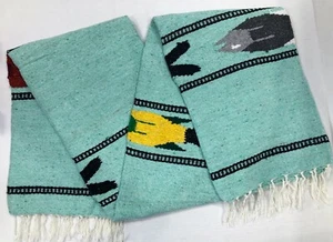 Mexikanische Falsa Decke Fisch Druck Handwerklich Handgewebt Wandteppich Yoga Überwurf Teppich XL 04 - Bild 1 von 6