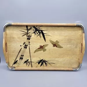 Large Art Deco Tray Japan Bamboo Birds Years 15.5" x 9.75" - Picture 1 of 8