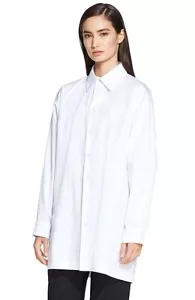 Camicia A-Line TG 0 Eskandar BIANCA Cotone Popeline con pieghe sul retro rovesciate Nuova con etichette - Foto 1 di 5