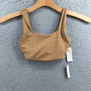 Sujetador deportivo Madewell MWL Flex cuello cuadrado para mujer XXS amarillo a cuadros suéter NUEVO - Imagen 1 de 13
