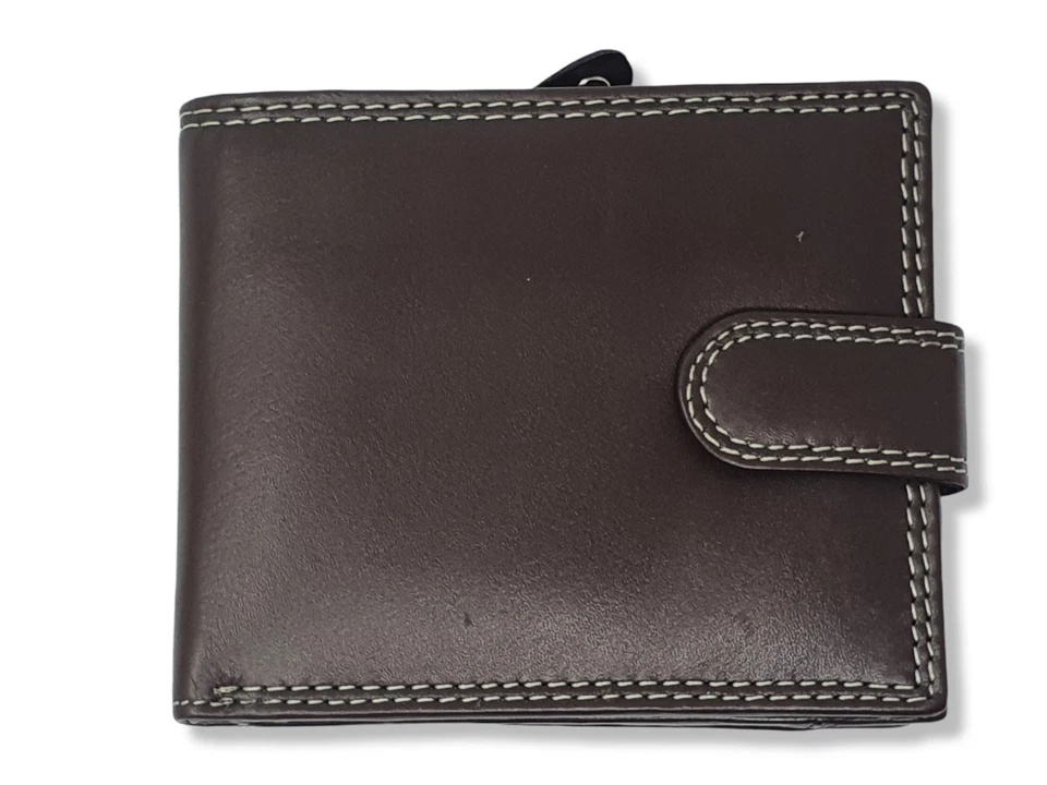 Ashfield Mens Real Leather Wallet With Zip Coin Pocket Pouch ID Window 118 Brown