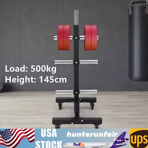 500kg Dumbbell Rack Vertical Storage Tree Gyms Storage Holder Shelf With Wheels - Picture 1 of 13