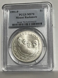 1991 P MOUNT RUSHMORE Commemorative Silver Dollar PCGS MS 70 - Picture 1 of 2