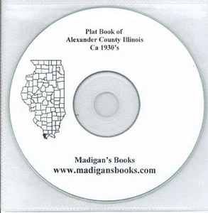 Alexander Co Illinois IL 1930 Atlas libro piatto genealogia storia proprietari terrieri CD - Foto 1 di 1