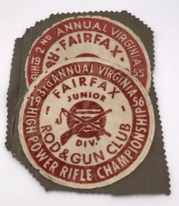 Vtg 1950’s Fairfax Virginia HIGH POWERED RIFLE CHAMPIONSHIP Lot Of 2 Felt Patch - Picture 1 of 3