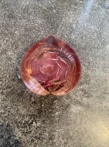 Art Glass Paperweight Pink Rose - Picture 1 of 3