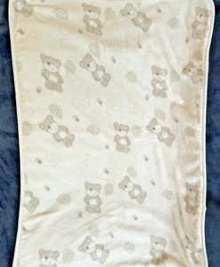 Pitter Patter Creme Soft Polyester Warm Teddy Bear Security Blanket Plush 30x40 - Picture 1 of 13