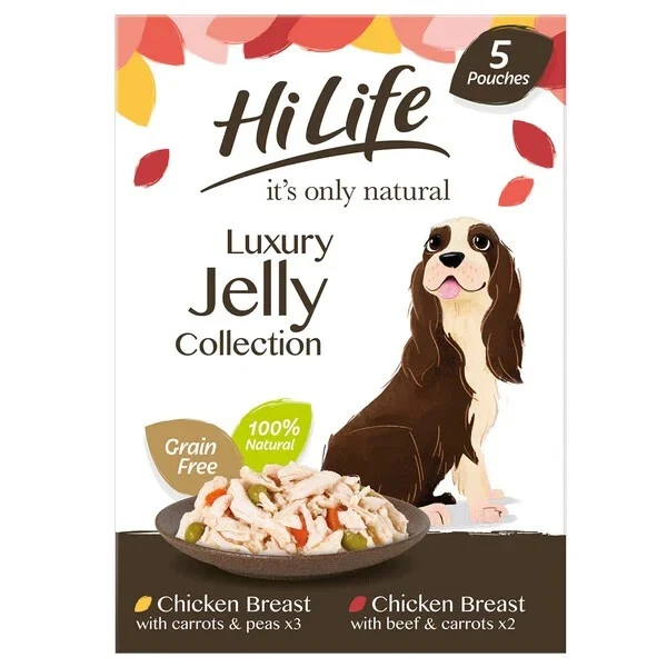 Hilife es Ist Nur Natürlich The Luxus Jelly Sammlung Nass Hund Essen Tüte 5x100g - Bild 1 von 1