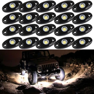 24X White LED Rock Lights Underbody Trail Rig Glow Lamp Offroad SUV Pickup Truck - Picture 1 of 12