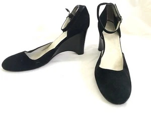 Russell & Bromley black suede wedge heel ankle strap shoes, 39.5 6.5 - Picture 1 of 9