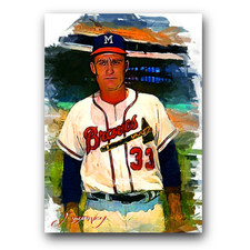 Lew Burdette Art Card Limited 19/50 Edward Vela Signed (Milwaukee Braves)