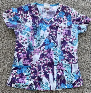 Women's Small Floral Print UA Scrubs Scrub Top - Picture 1 of 1