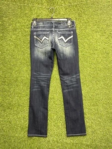 Vanity Premium Jeans Womens 27x33 Blue Whisker Fade Dark Sasha Fit Buckle - Picture 1 of 13