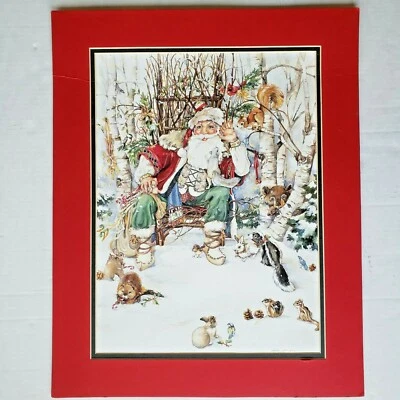 Jodi Jensen 冬季尾巴 圣诞老人 雪林 动物 圣诞印花 16x20 — 第 1/4 张图片