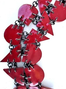 Vintage Red Heart and Geometric Chain Belt Moschino Inspired Statement Accessory - Picture 1 of 8