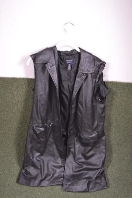 American Eagle Outfitters Black Leather Vest - Distressed Look - Size Large - Image 1 of 3