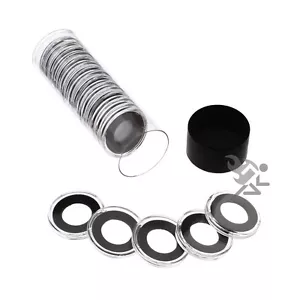 Portamonete aquila oro 1/10 oz, tubo capsula nero e 20 anelli neri Air-Tite 16 mm - Foto 1 di 3