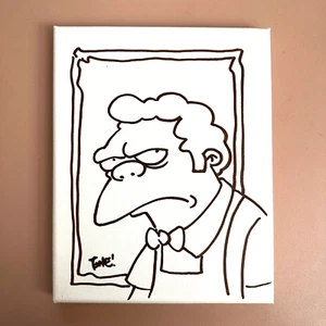 Tone Rodriguez SIMPSONS MOE Originalskizze auf Leinwand - BECKETT ZERTIFIZIERT - Bild 1 von 3