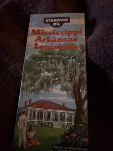 1950s Standard Oil Mississippi/Arkansas/Louisiana Vintage Road Map / Nice Cover - Picture 1 of 6