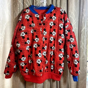 Vintage Mickey Mouse Print Donn Kenny Reversible Disney Bomber Jacket Red Blue - Picture 1 of 16
