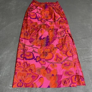 Vintage Handmade Floral Maxi Skirt XS Flower Power Bird Boho Mod 70s Psychedelic - Picture 1 of 7