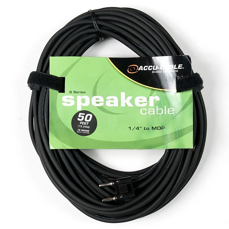 American DJ S-5016B Accu Speaker Cable 16-Ga 1/4" Jack To Banana 50 Feet Cord - Image 1 of 1