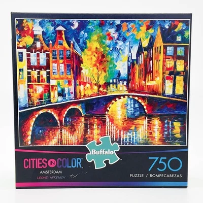 Buffalo Jigsaw Puzzles Cities In Colors Amsterdam Leonid Afremov 750 Piece New - Image 1 of 4
