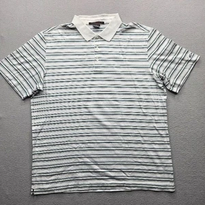 Tiger Woods Collection Men's Large White Blue Striped Short Sleeve Polo Shirt - Picture 1 of 11
