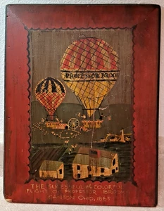 Hot Air Balloon's 1865 Flight of Professor Brooks Canton, OHIO American Folk Art - Picture 1 of 15