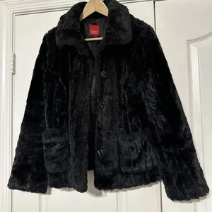 Esprit Black Fully Lined Faux Fur Jacket Coat Medium Great Condition-Very warm! - Picture 1 of 5