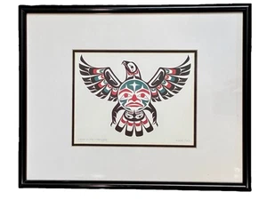 Keith Tait Native Northwest Coast Print Eagle in the Moonlight Signed 6x8 - Picture 1 of 4