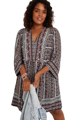 Anthropologie Maeve Дженна черный вышитый богемное блестки цветочный коттедж платье SML - Изображение 1 из 4