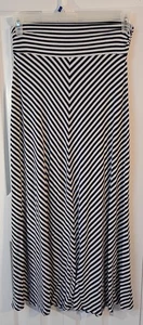 Ladies Black Striped Maxi Skirt-Bubble Hem--Stretch-SMALL-Merona - Picture 1 of 3