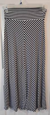Ladies Black Striped Maxi Skirt-Bubble Hem--Stretch-SMALL-Merona - Image 1 of 3