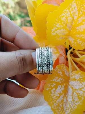 925 Sterling Silver Band Ring , Spinner Band Ring , Handmade Band Ring  All Size - Image 1 of 4